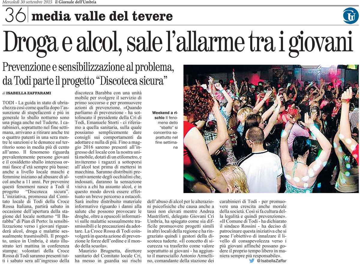 Droga e alcol, da #Todi parte il progetto “#Discoteca sicura ...